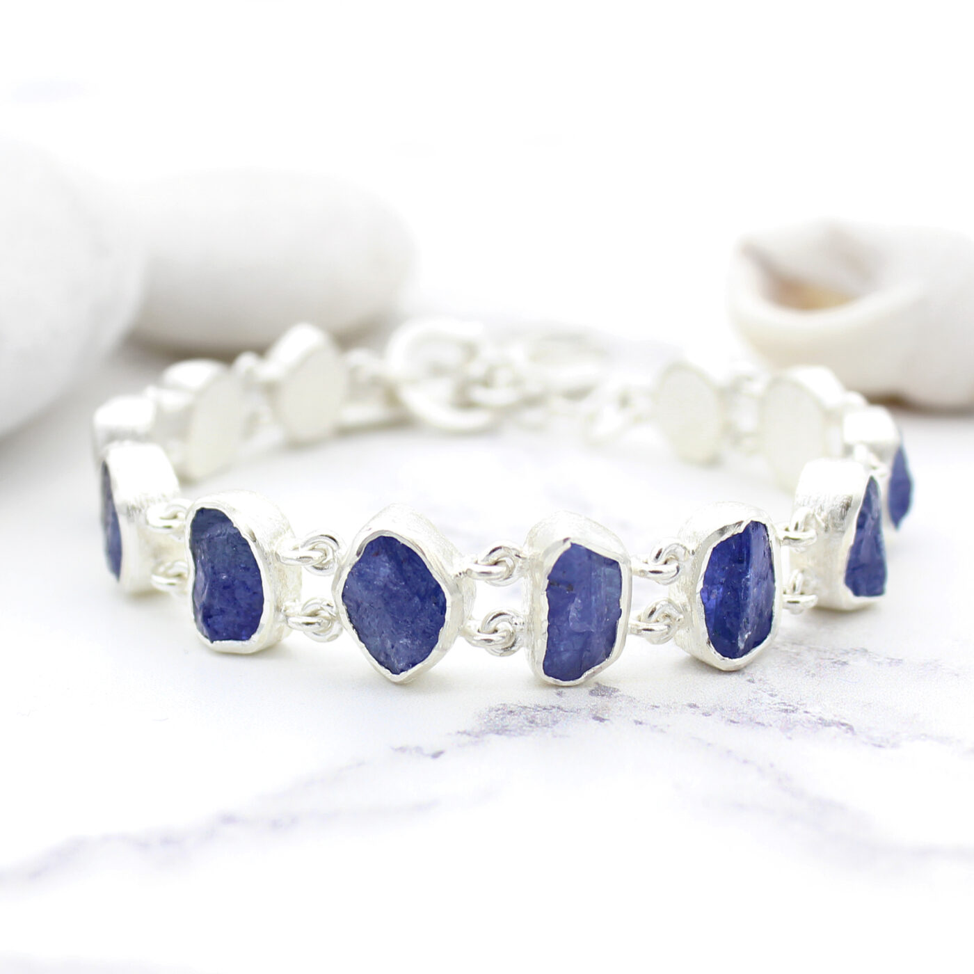 Tanzanite gemstone silver ladies bracelet
