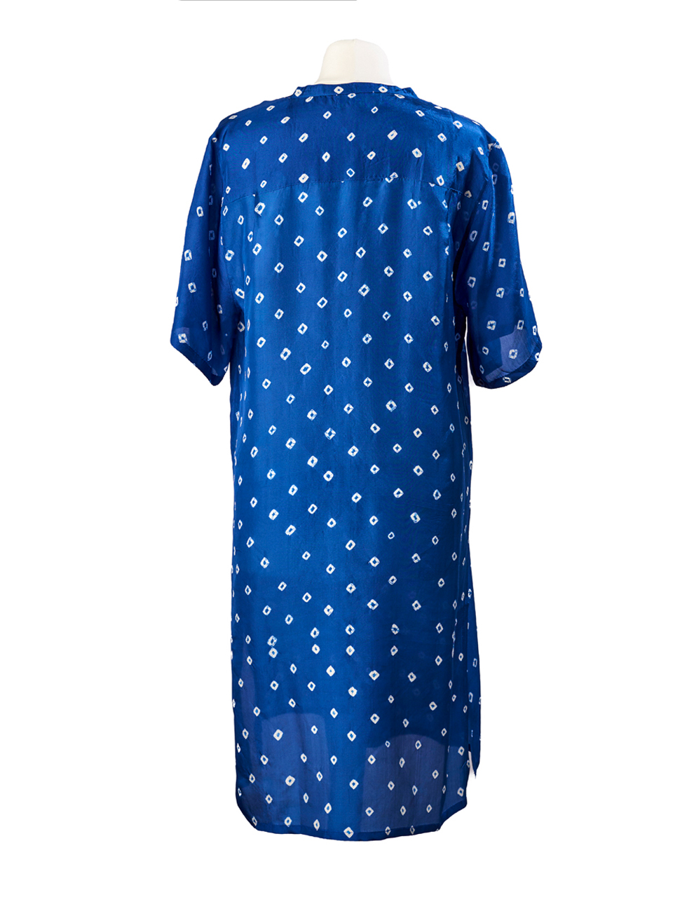 Ocean Blue Silk Shirt Dress Tunic Midi