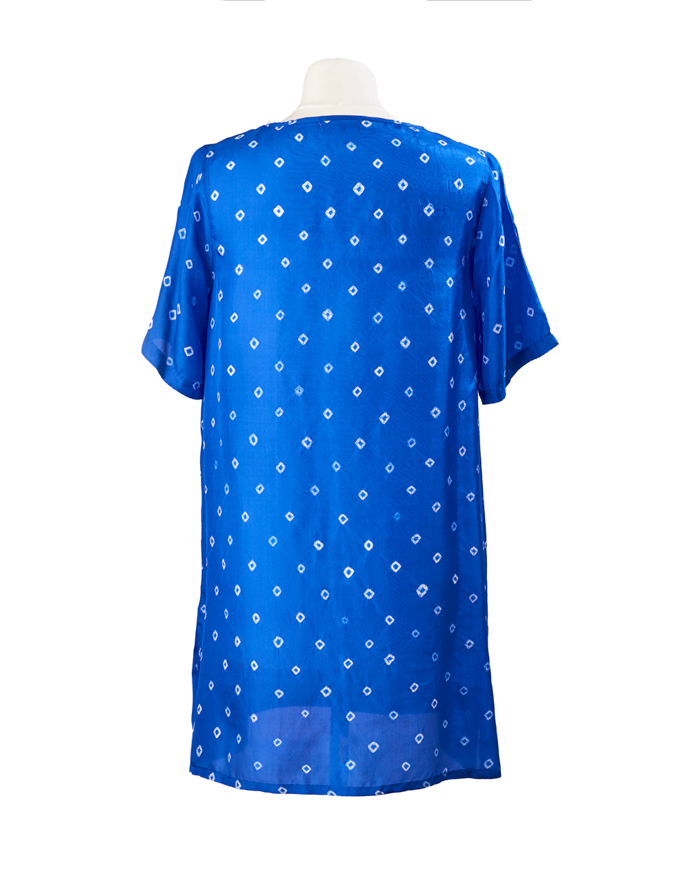 Ultramarine Poppy Embroidered Silk Tunic Dress Short