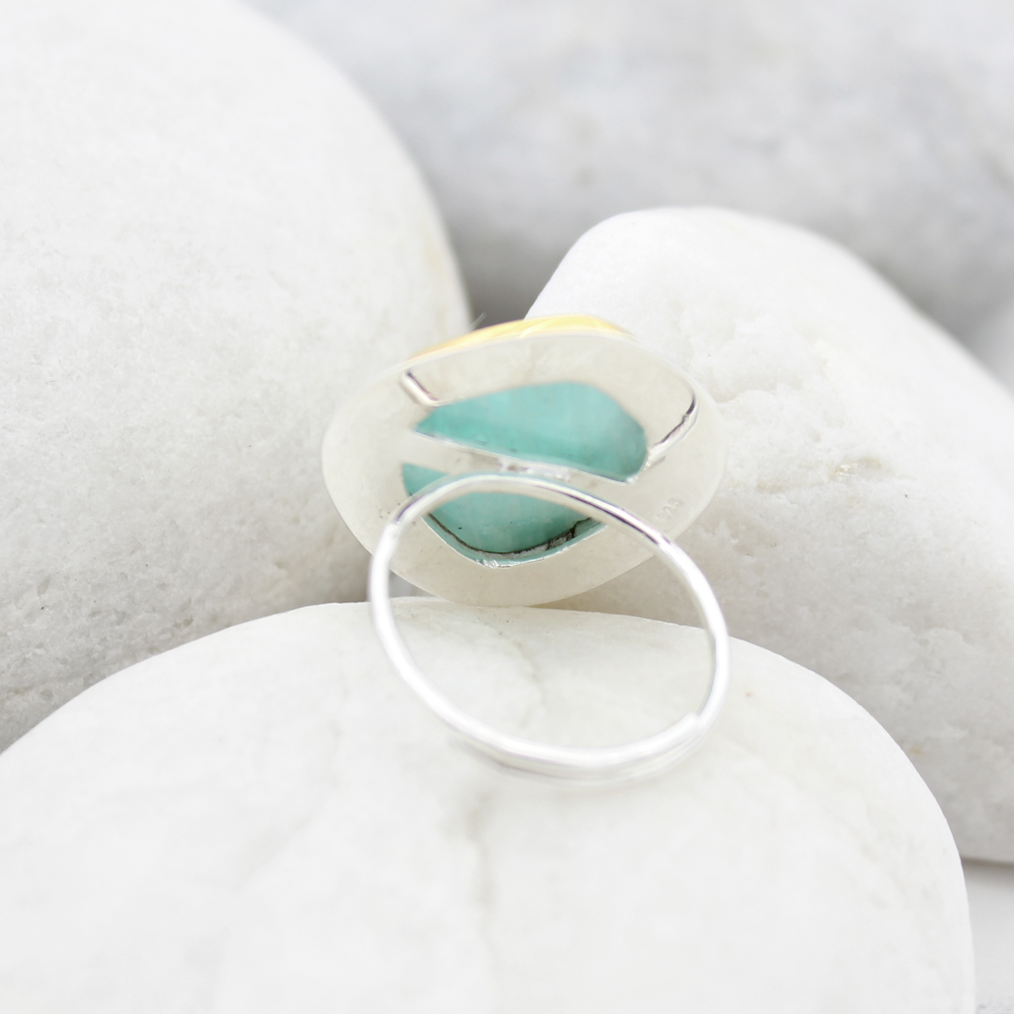Amazonite Gemstone Adjustable Sterling Silver Ring