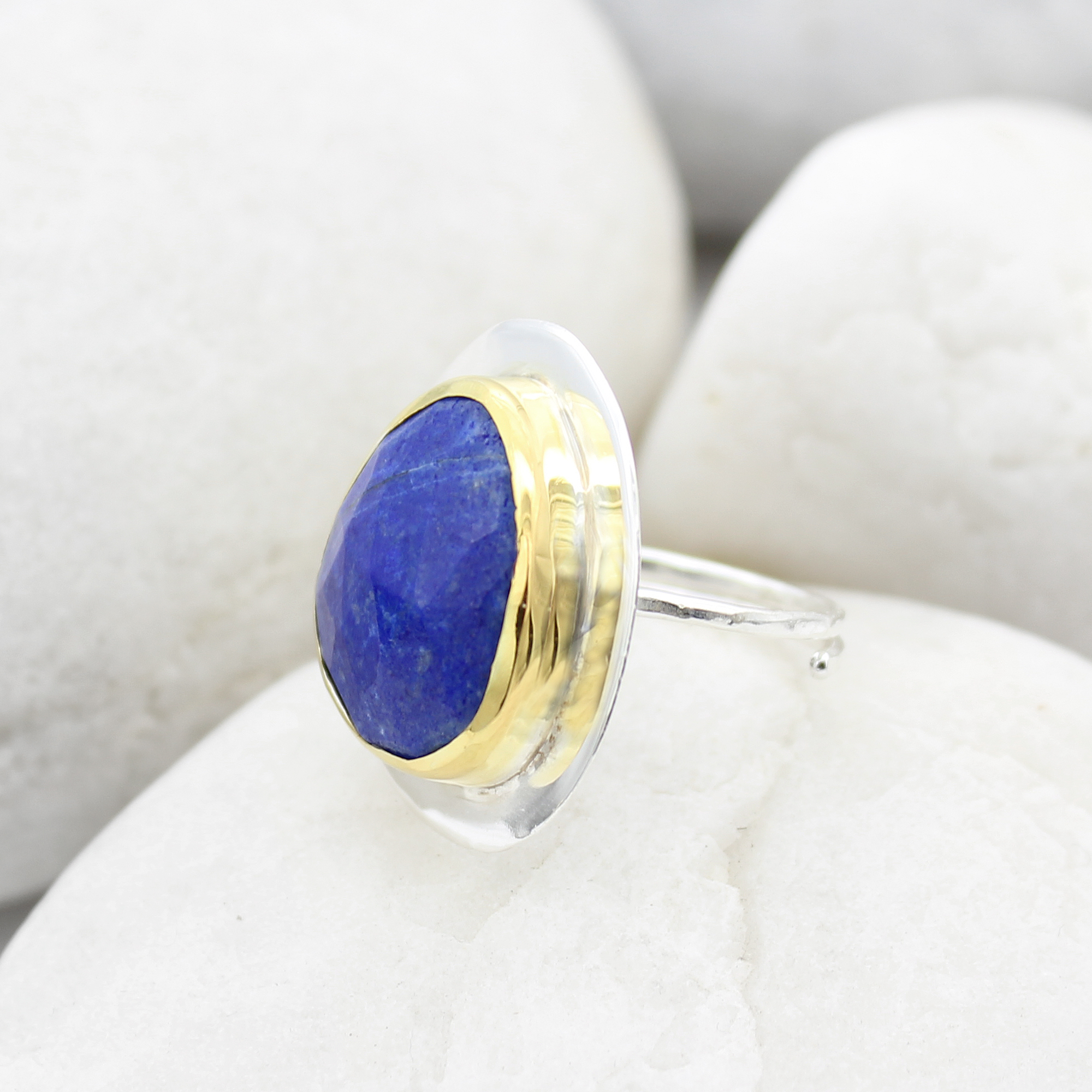 Lapis Lazuli Gemstone Adjustable Sterling Silver Ring