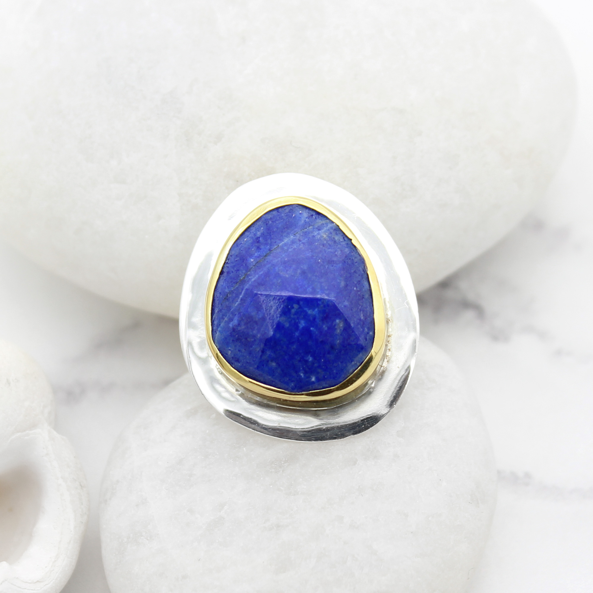 Lapis Lazuli Gemstone Adjustable Sterling Silver Ring