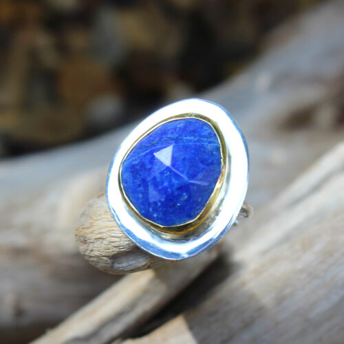 Lapis Lazuli Gemstone Adjustable Sterling Silver Ring
