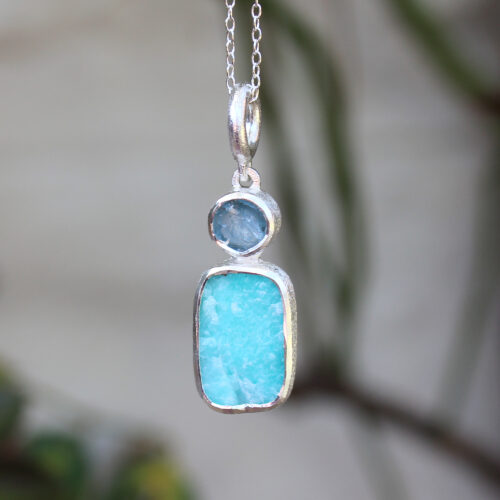 Handmade Amazonite & Aquamarine Gemstone Pendant