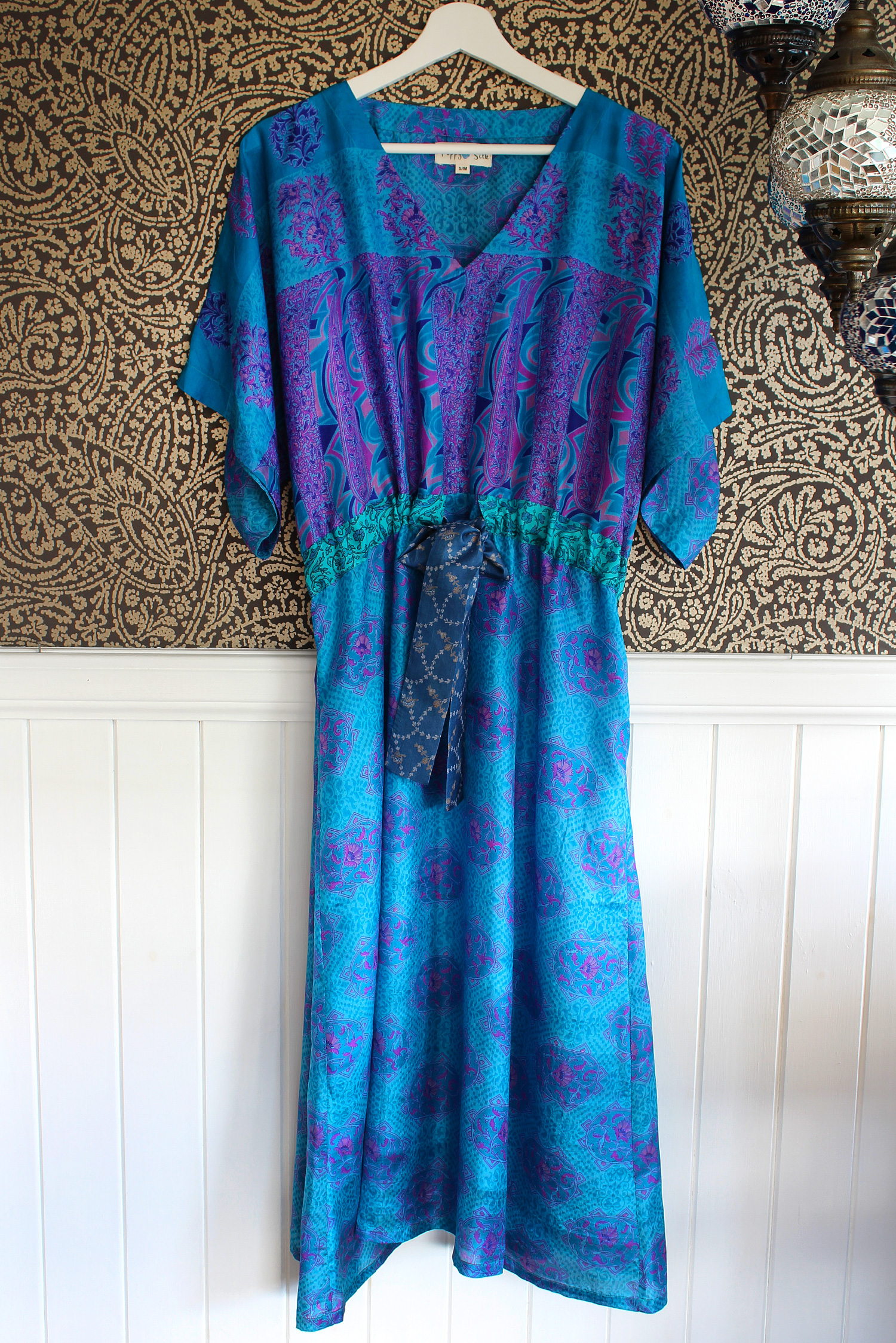 Jacinda Recycled Silk Sari Print Dress J1 - Poppy Silk
