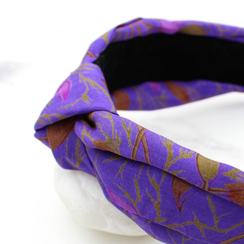 Purple Print Upcycled Silk Sari Ladies Headband
