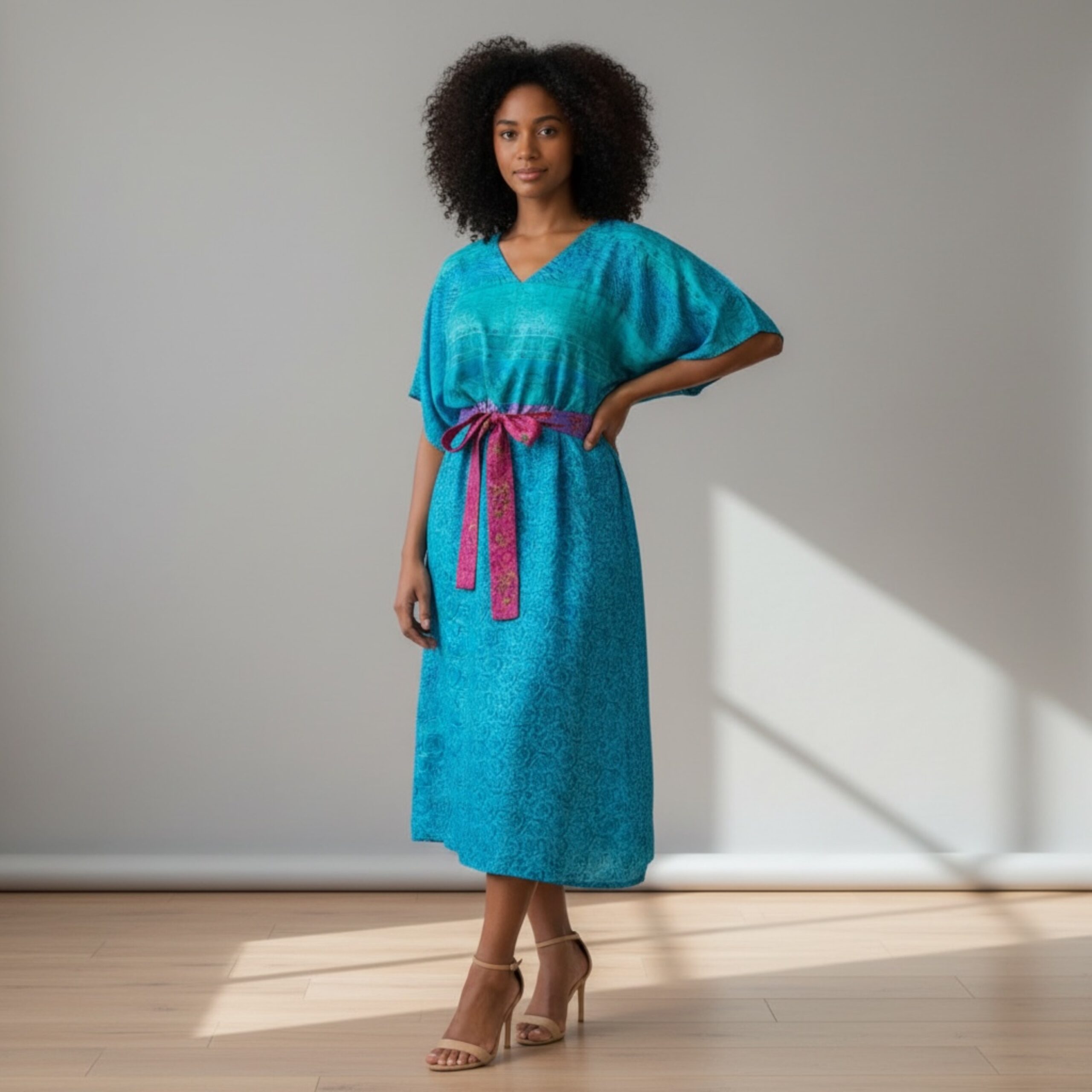 Jacinda Recycled Silk Sari Print Dress J23