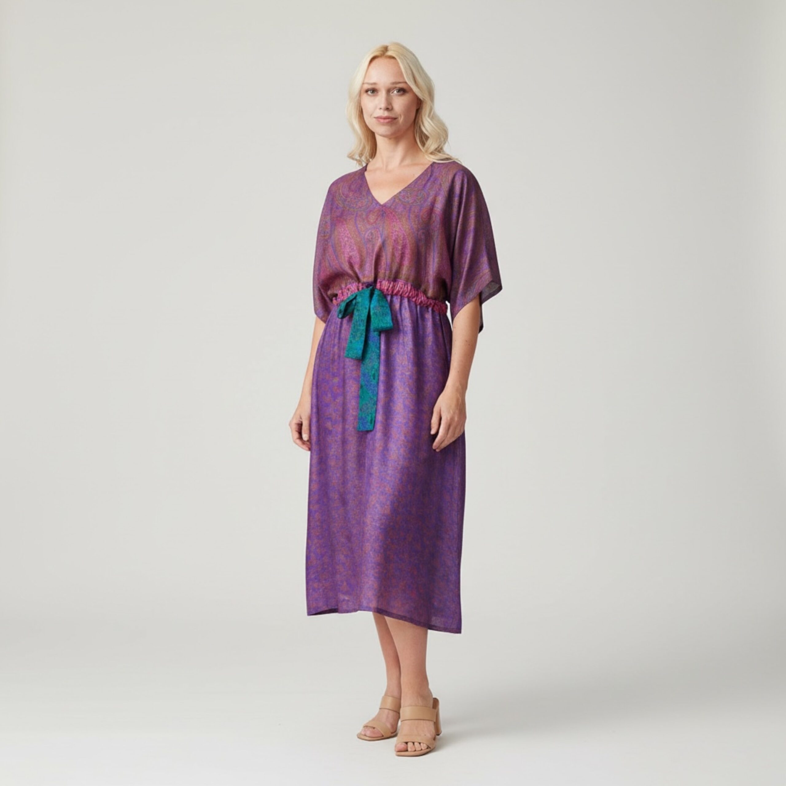 Jacinda Recycled Silk Sari Print Dress J10