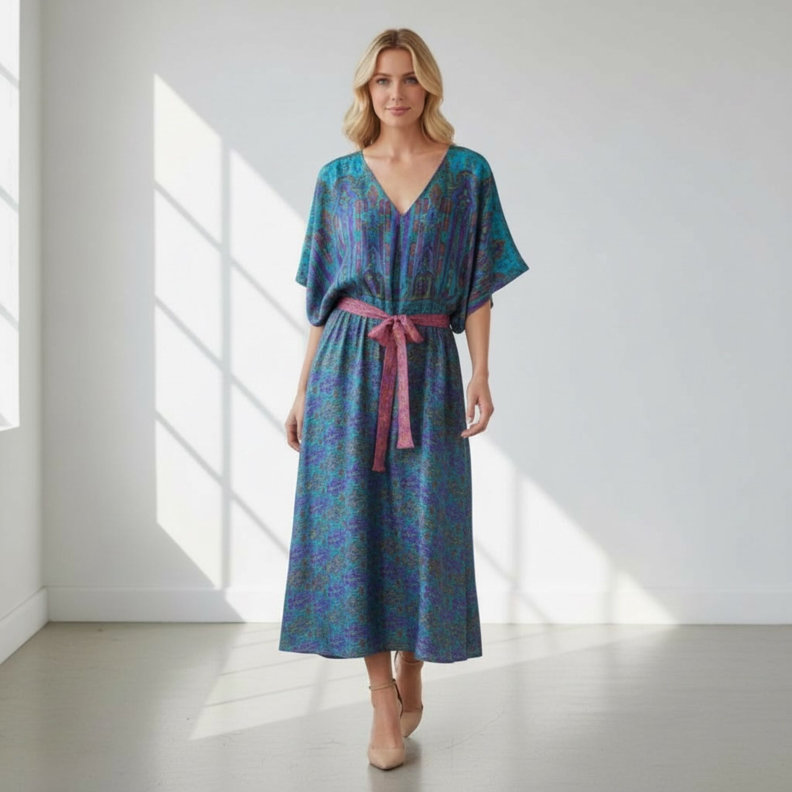 Jacinda Recycled Silk Sari Print Dress J21