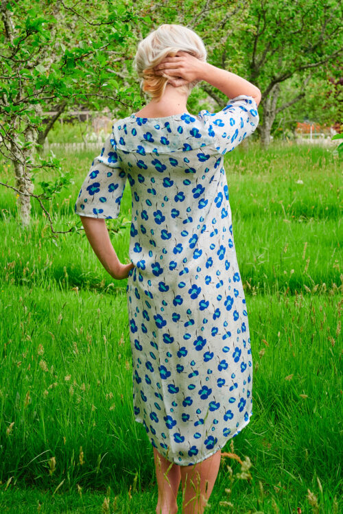 Cassia Dress in Blue Poppies