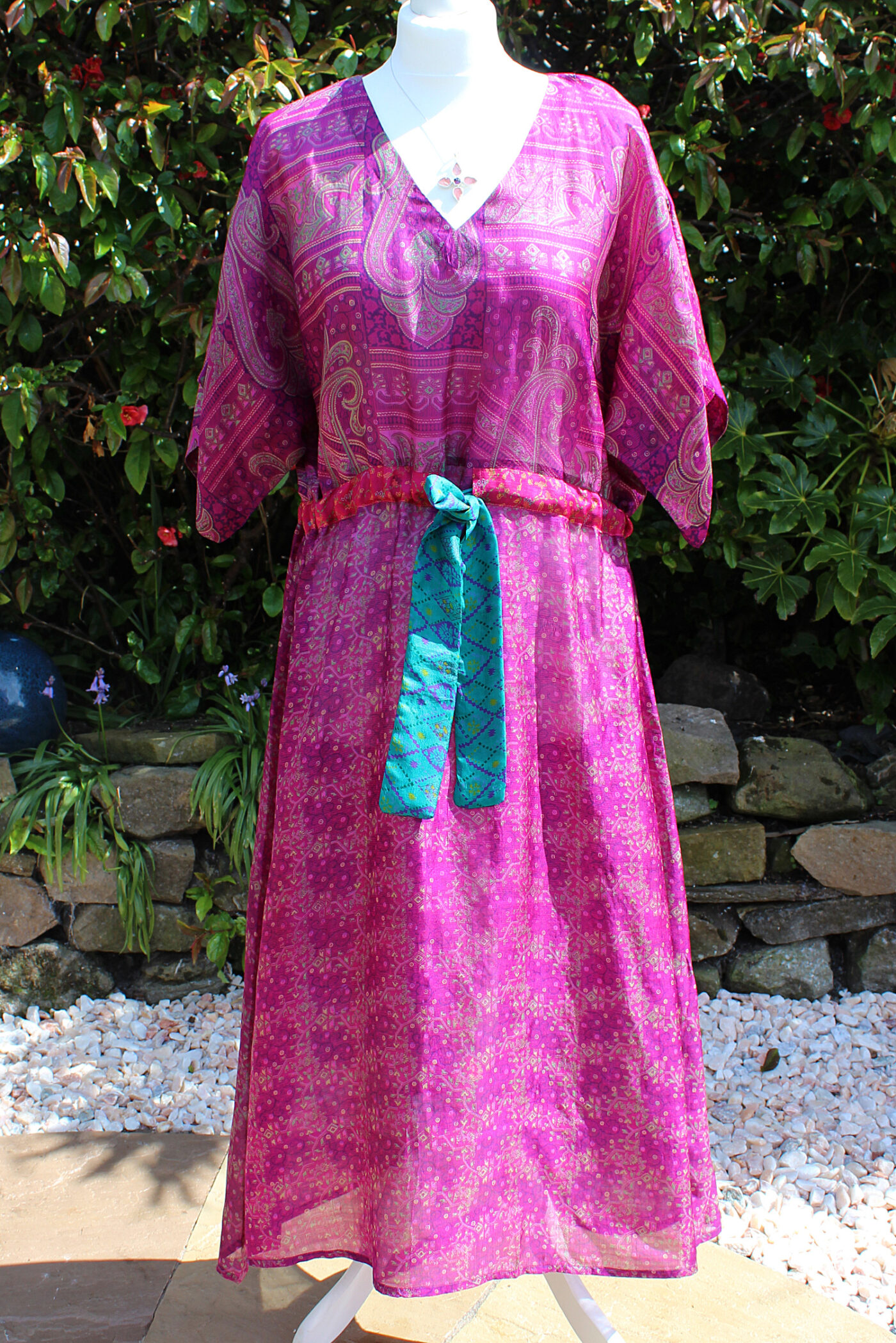 Jacinda Recycled Silk Sari Print Dress J12