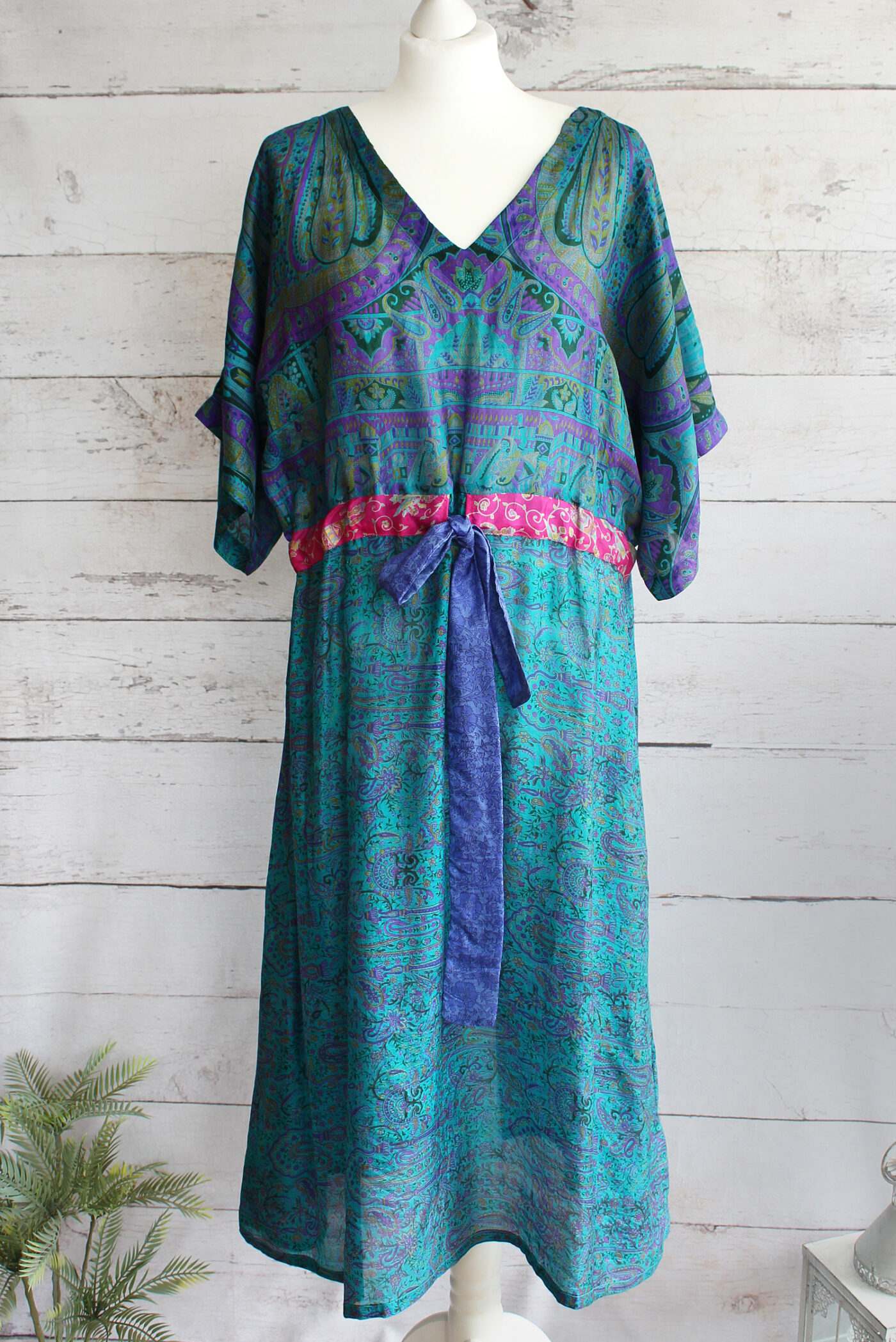 Jacinda Recycled Silk Sari Print Dress J13