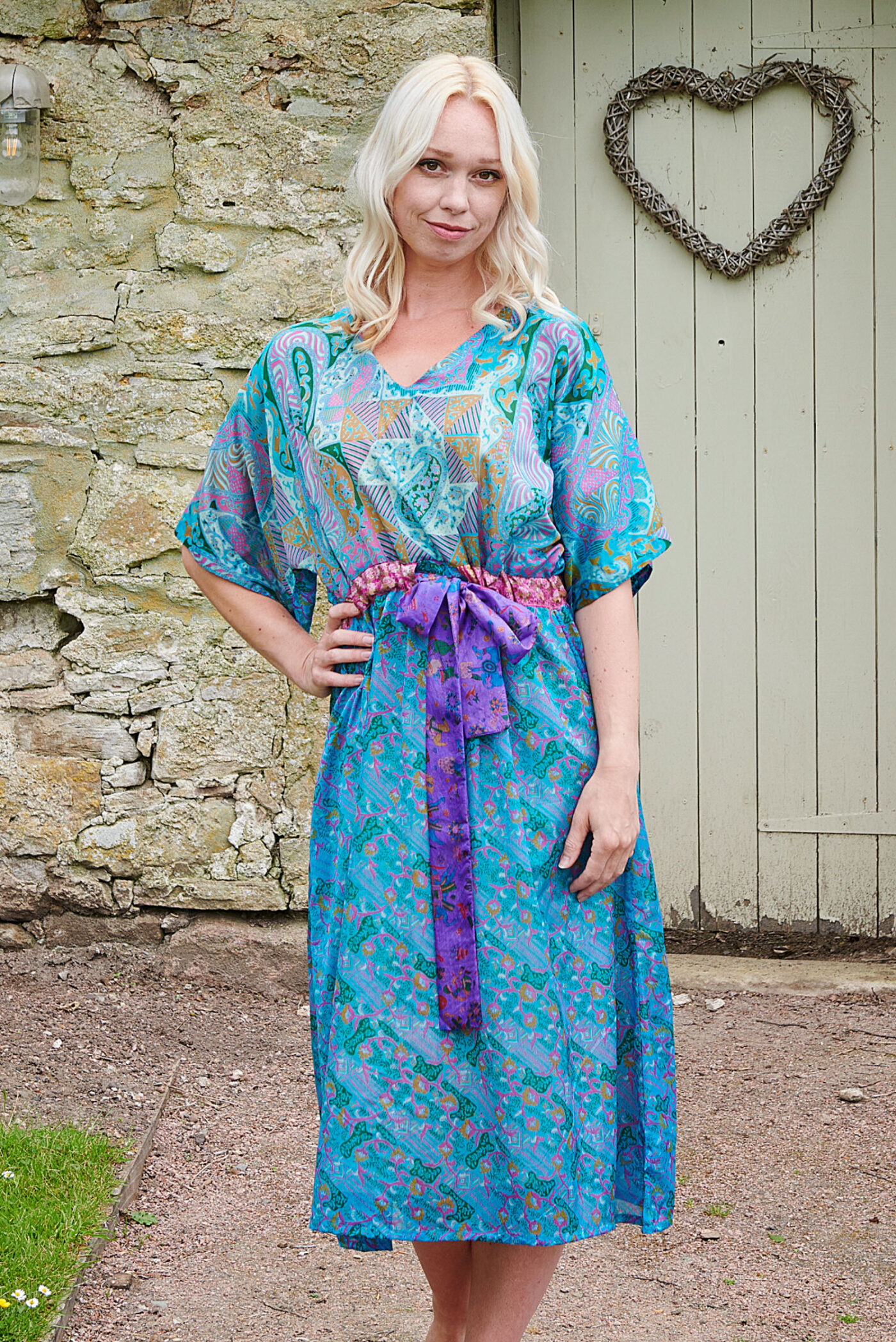 Jacinda Recycled Silk Sari Print Dress J18