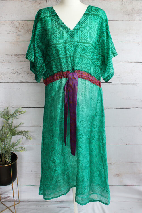 Jacinda Recycled Silk Sari Print Dress J22