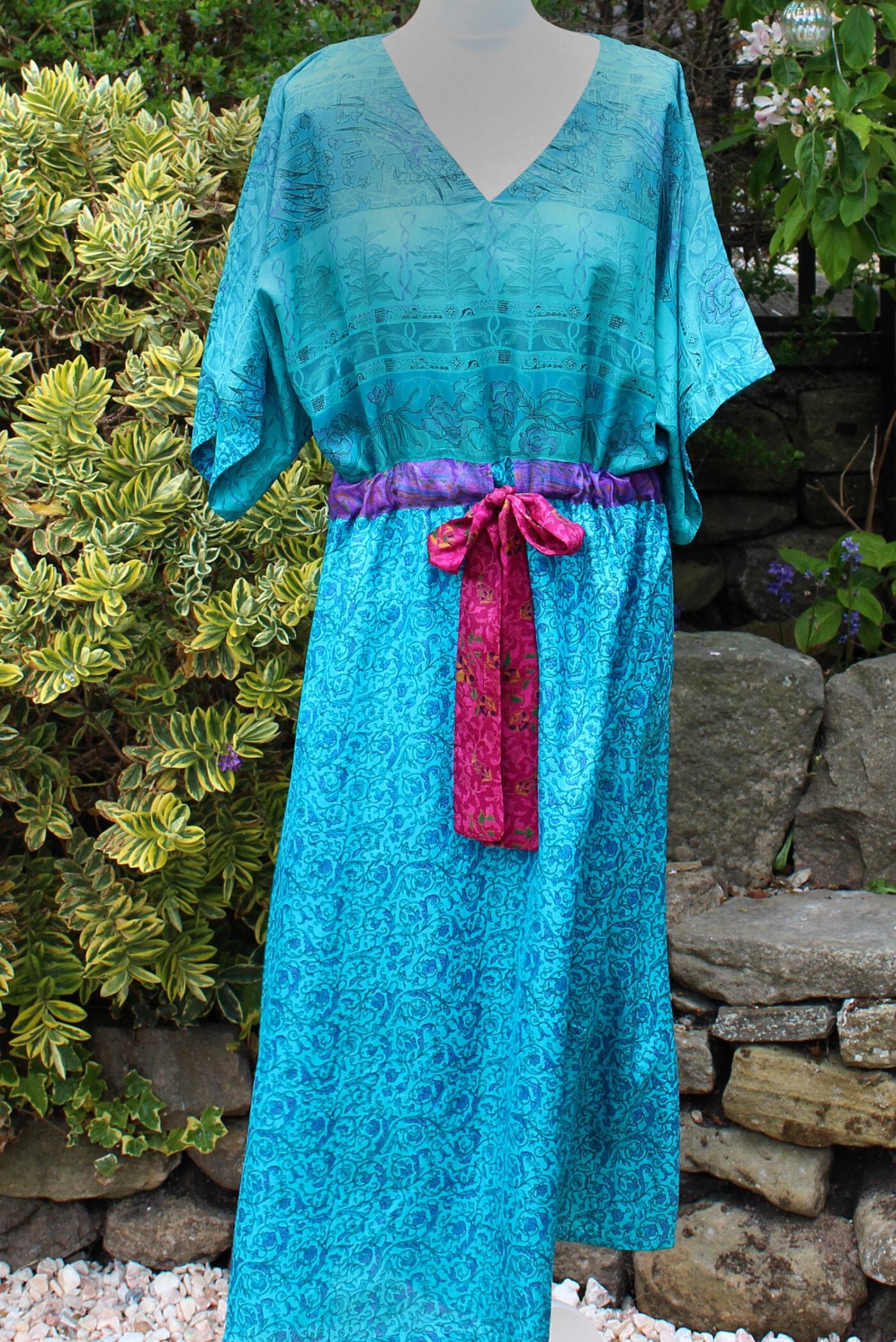 Jacinda Recycled Silk Sari Print Dress J23