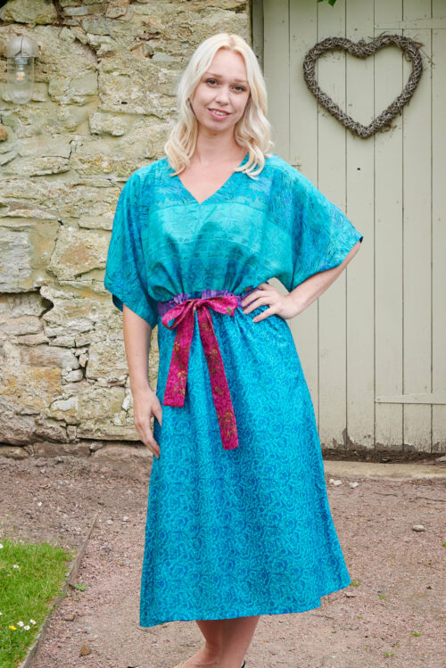 Jacinda Recycled Silk Sari Print Dress J23