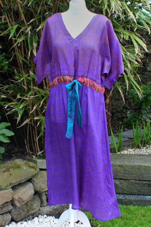 Jacinda Recycled Silk Sari Print Dress J24