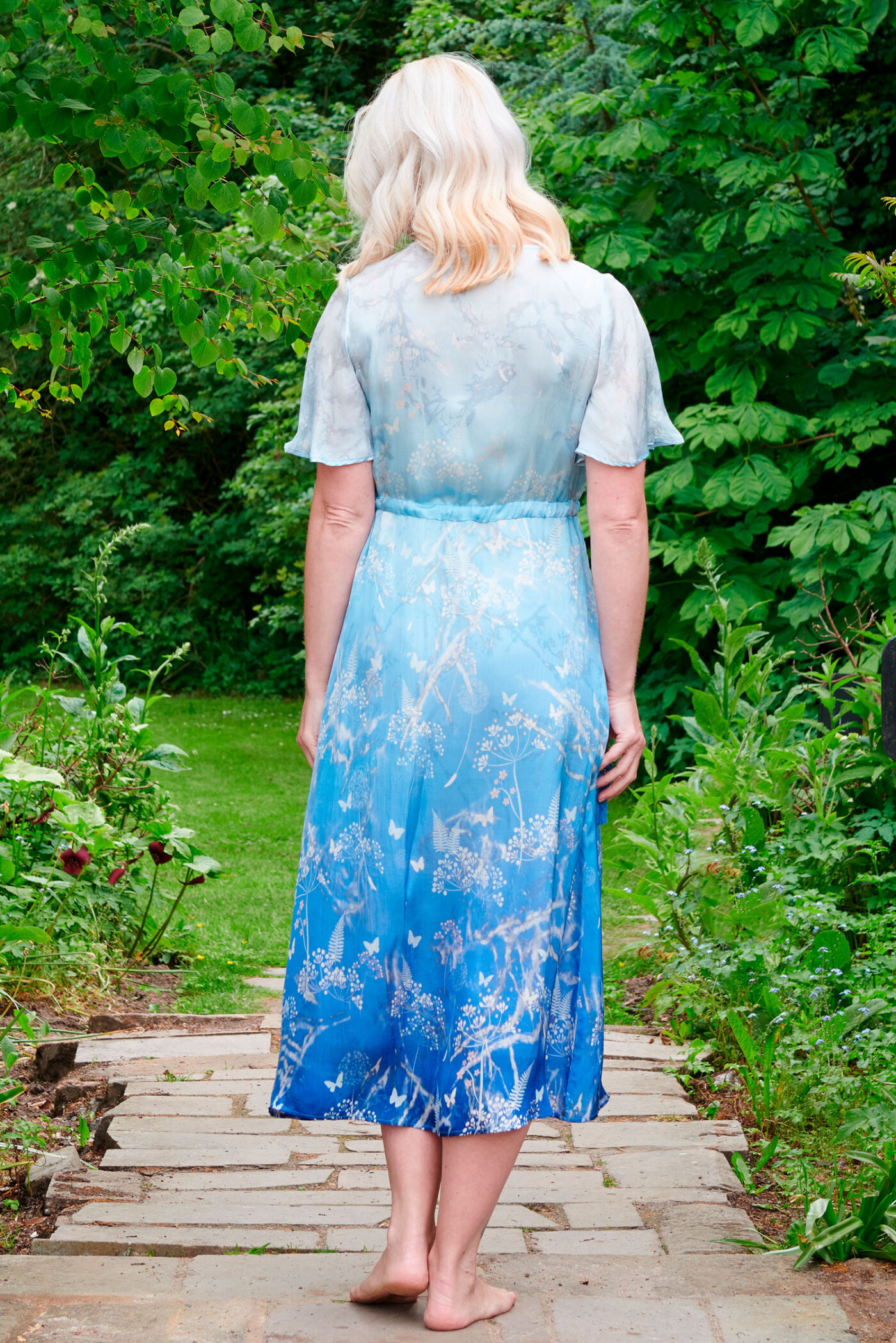 Liana Dress in Blue Ombre Botanical