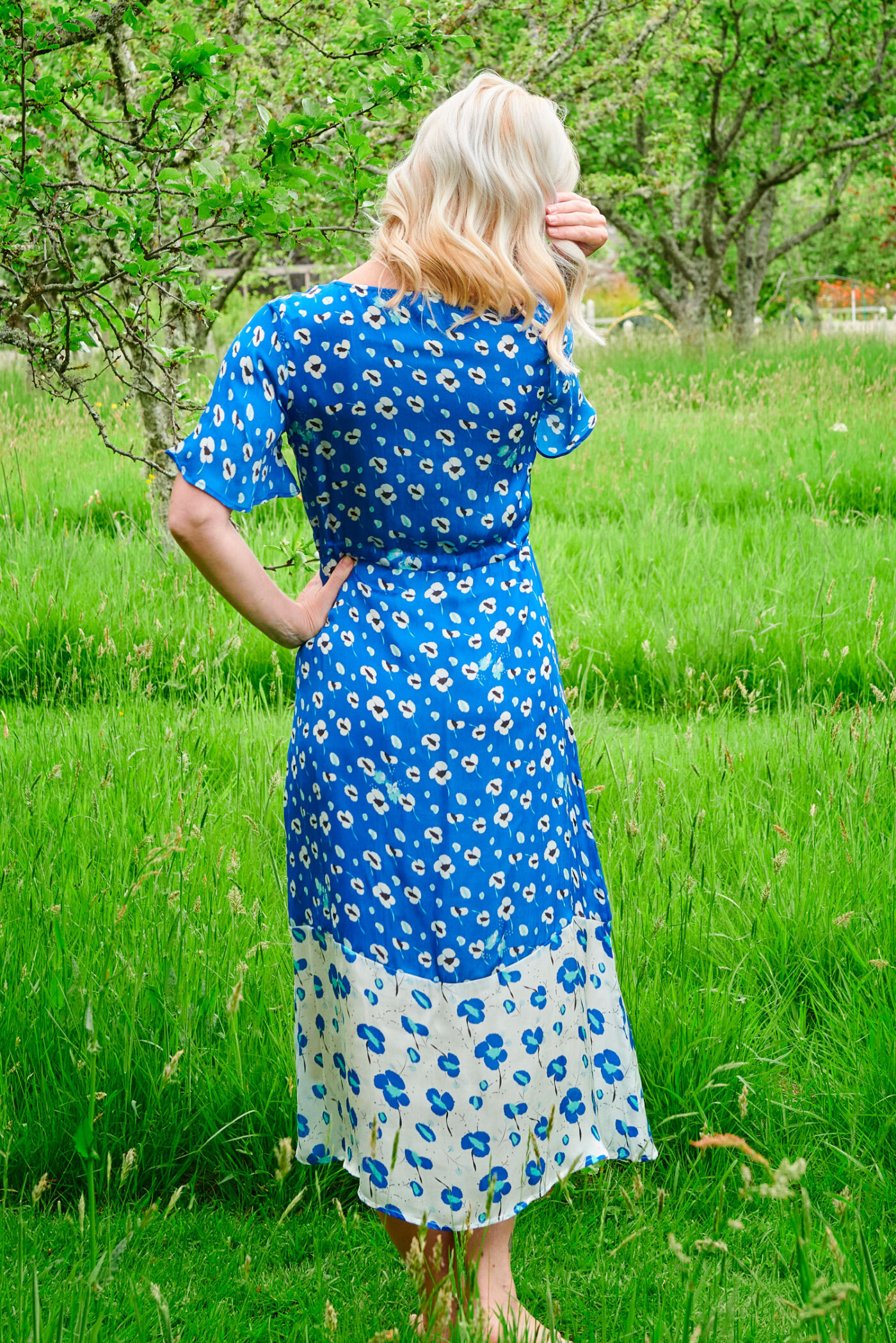 Liana Dress in Blue Poppies