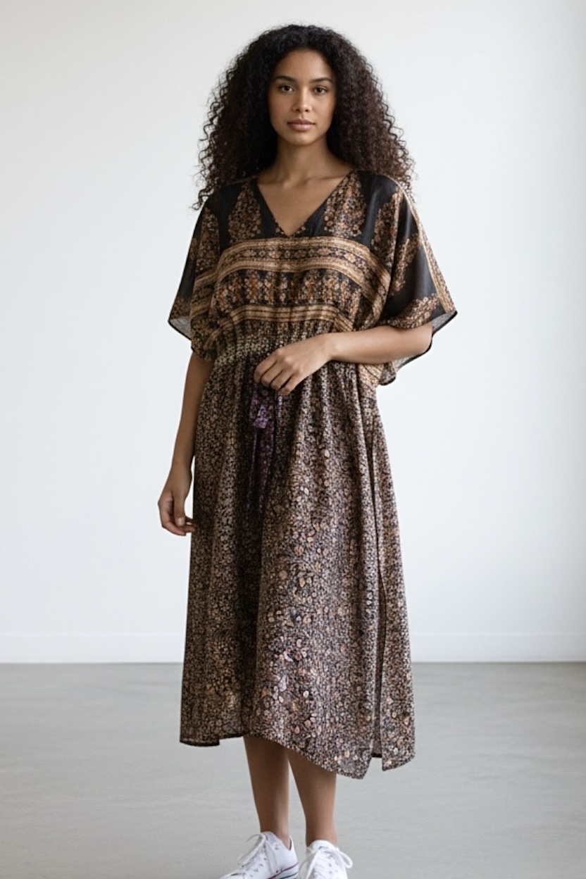 Jacinda Recycled Silk Sari Print Dress J28