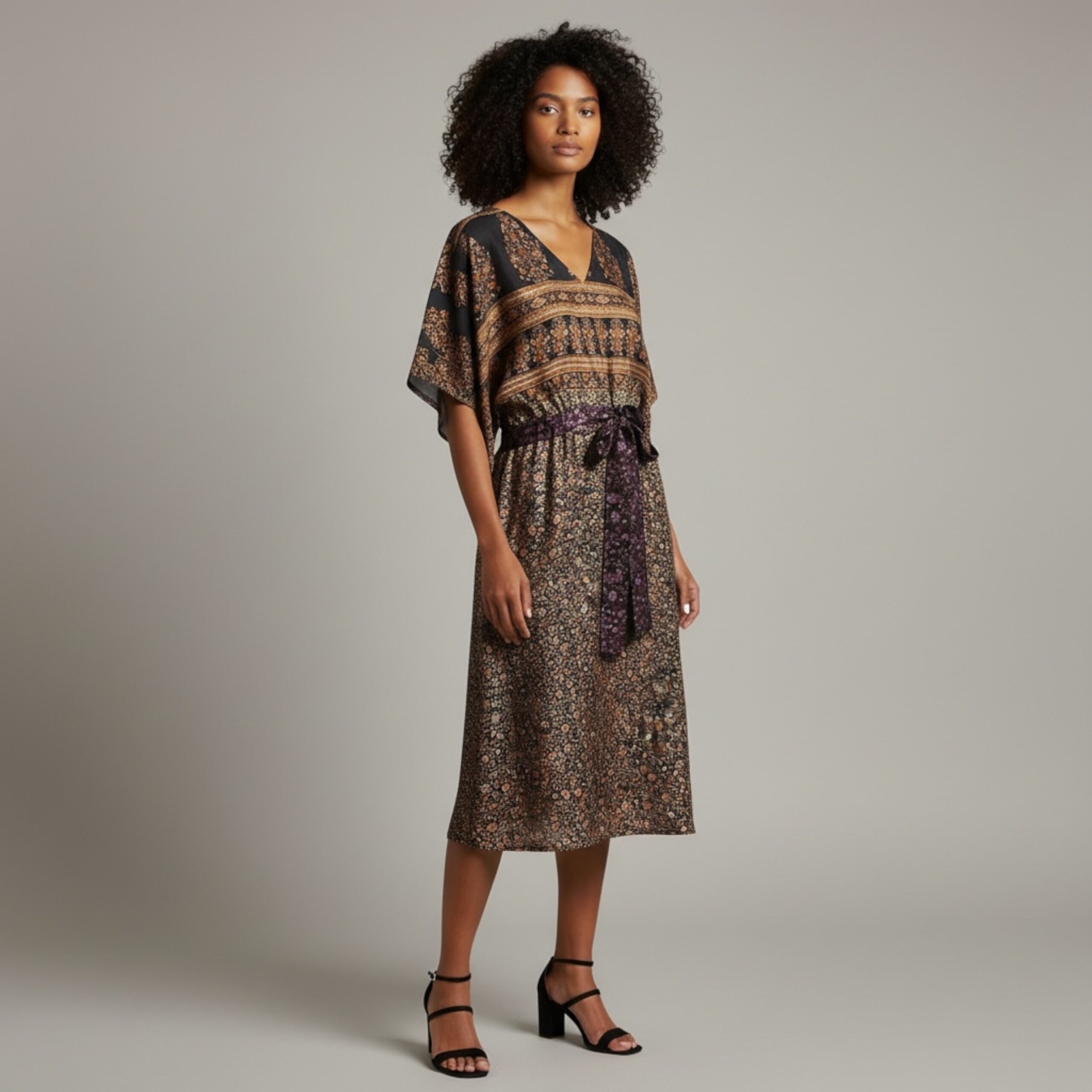 Jacinda Recycled Silk Sari Print Dress J28