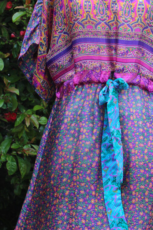 Jacinda Recycled Silk Sari Print Dress J27