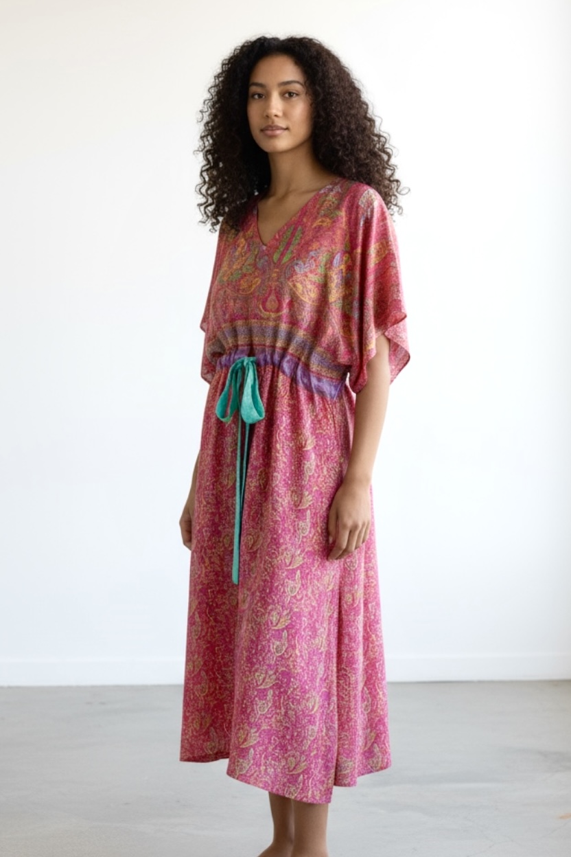 Jacinda Recycled Silk Sari Print Dress J35