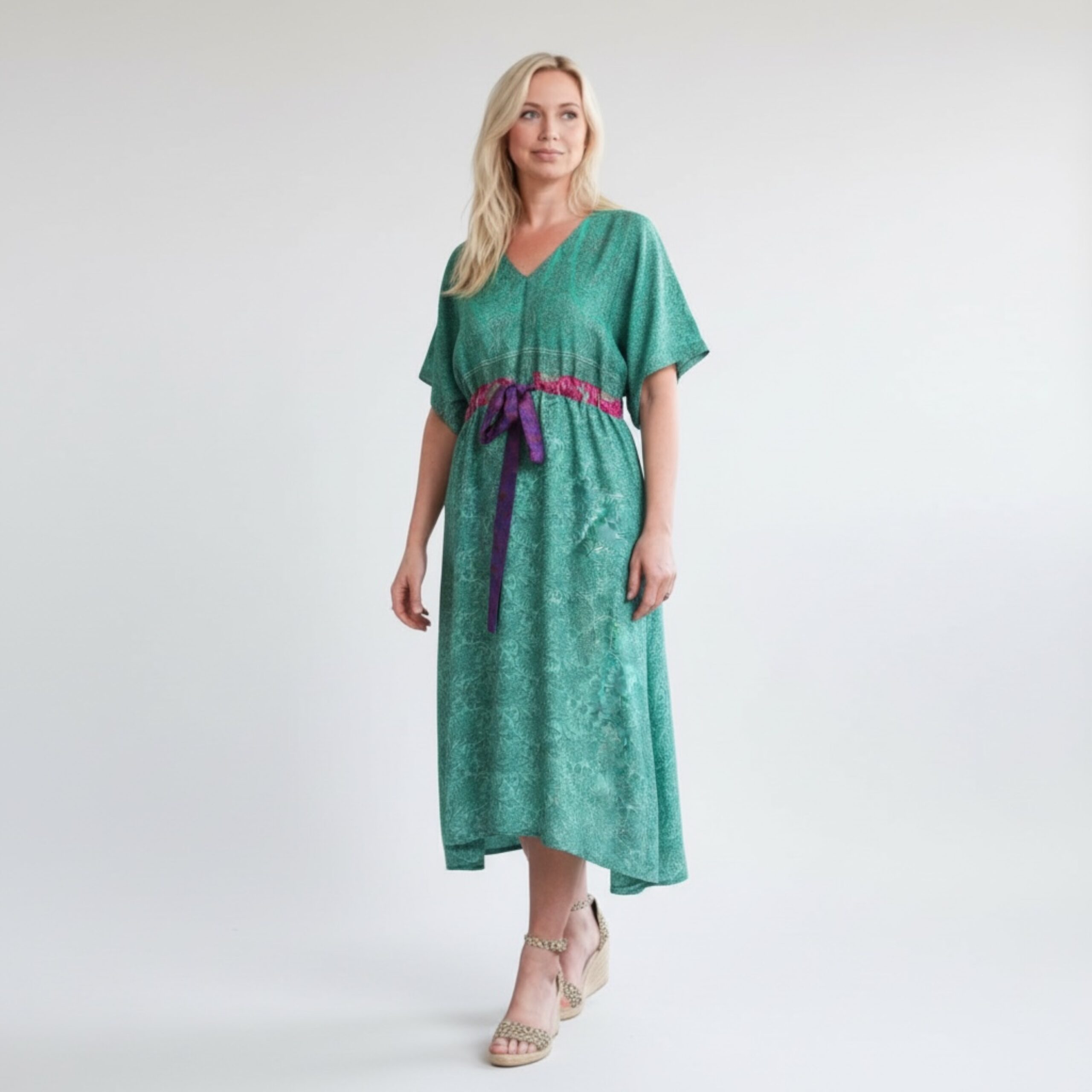 Jacinda Recycled Silk Sari Print Dress J22