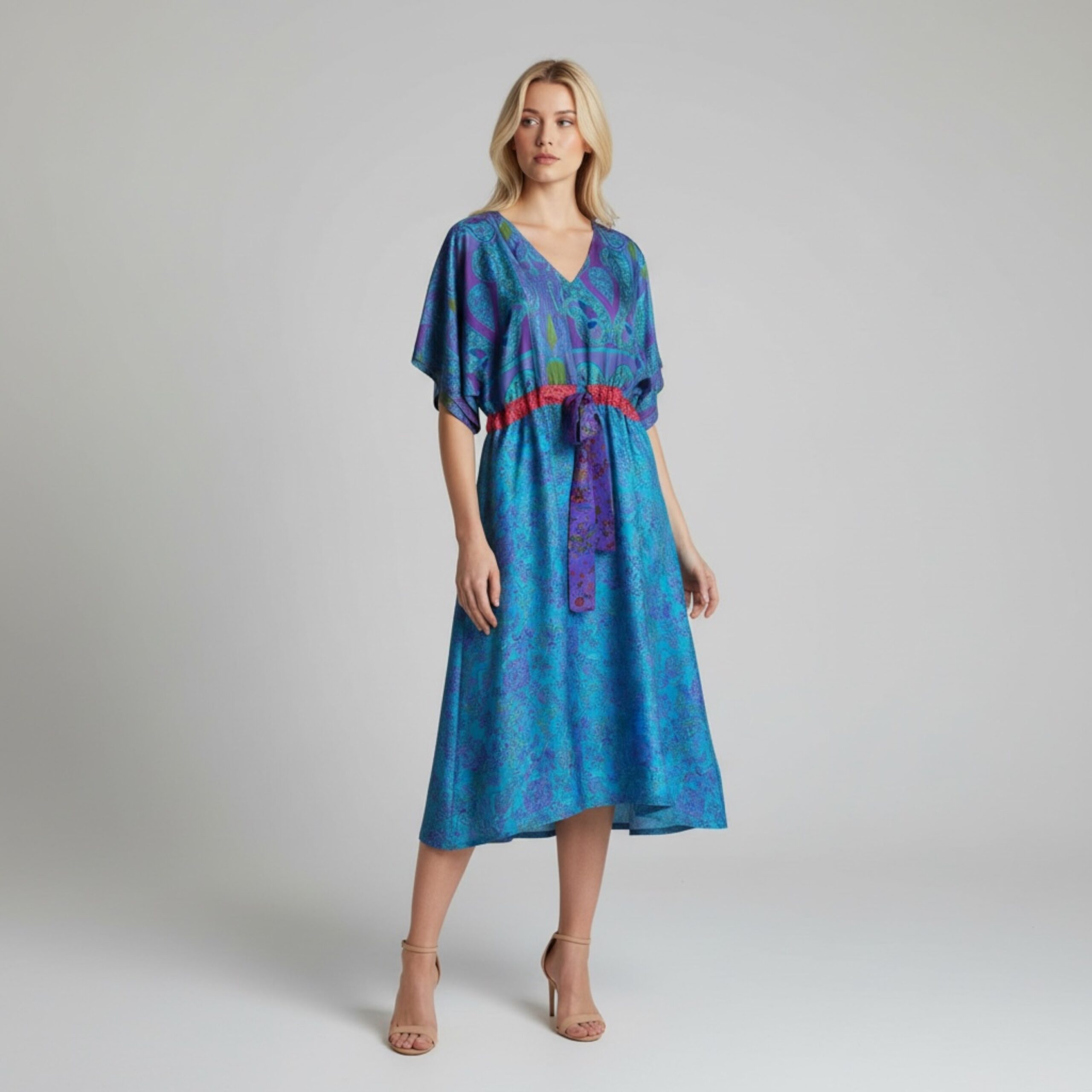 Jacinda Recycled Silk Sari Print Dress J30