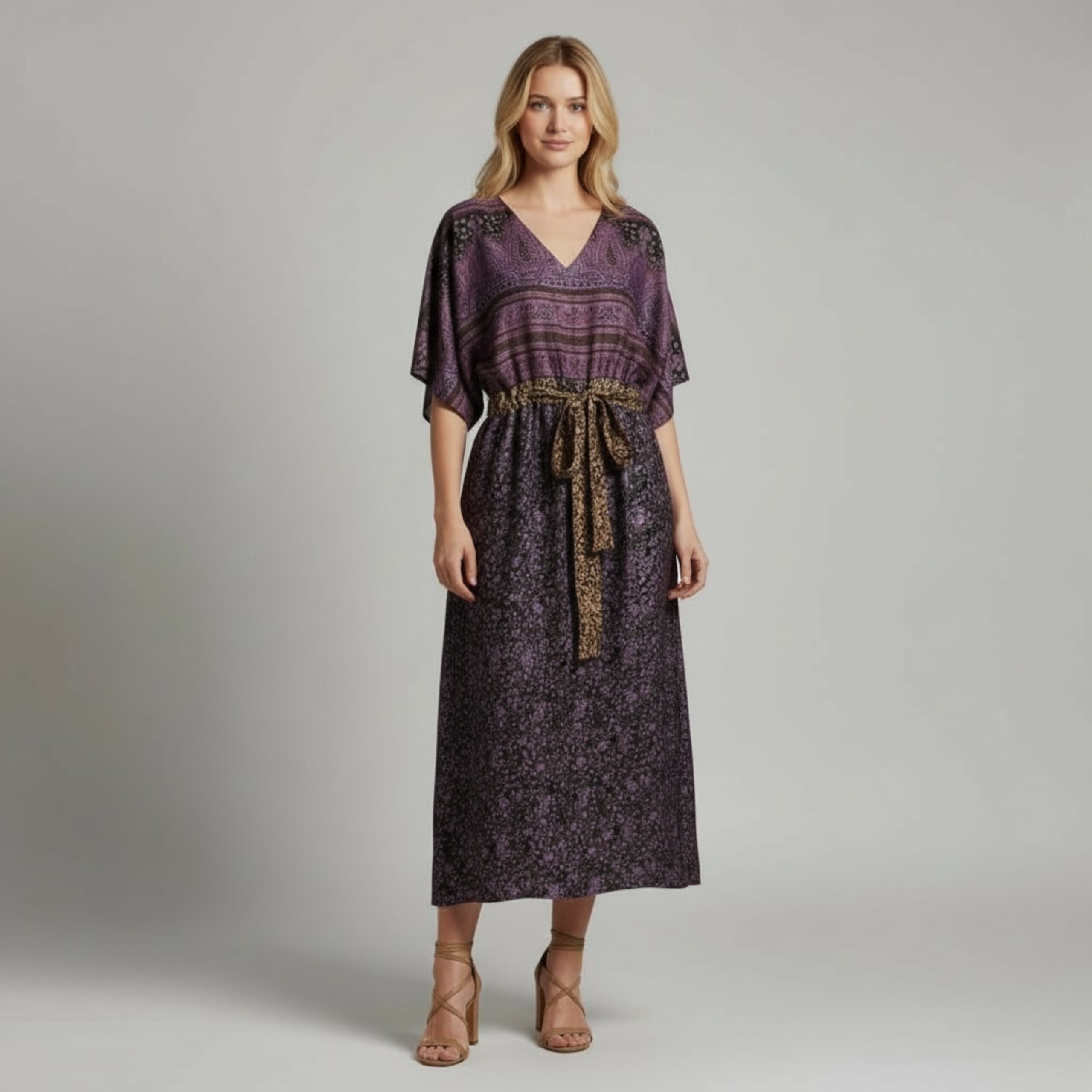 Jacinda Recycled Silk Sari Print Dress J31