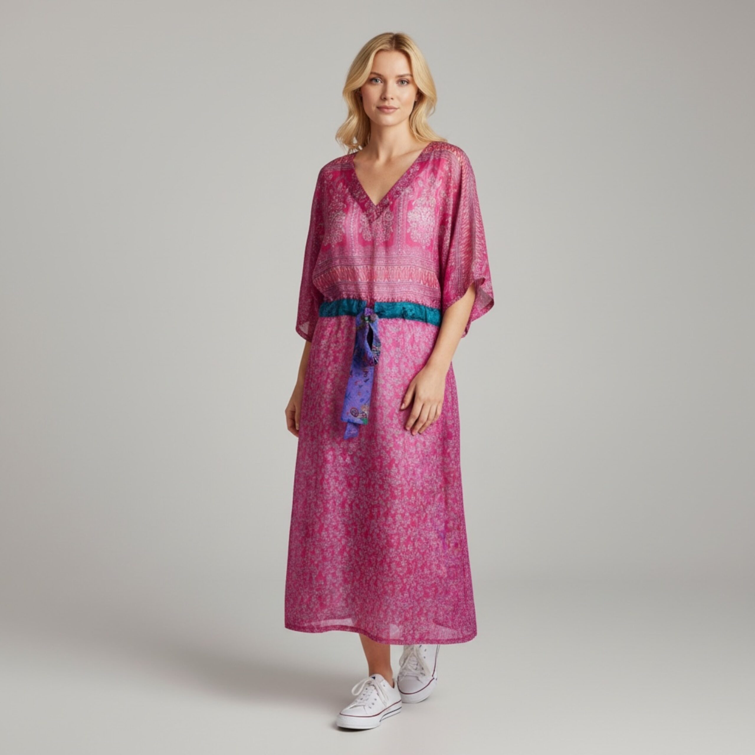 Jacinda Recycled Silk Sari Print Dress J32