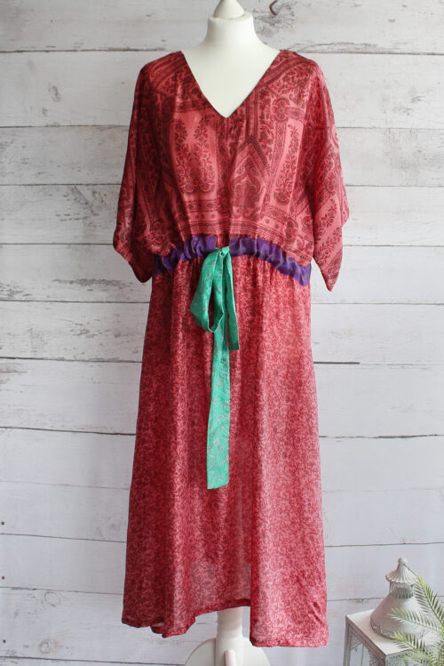Jacinda Recycled Silk Sari Print Dress J38
