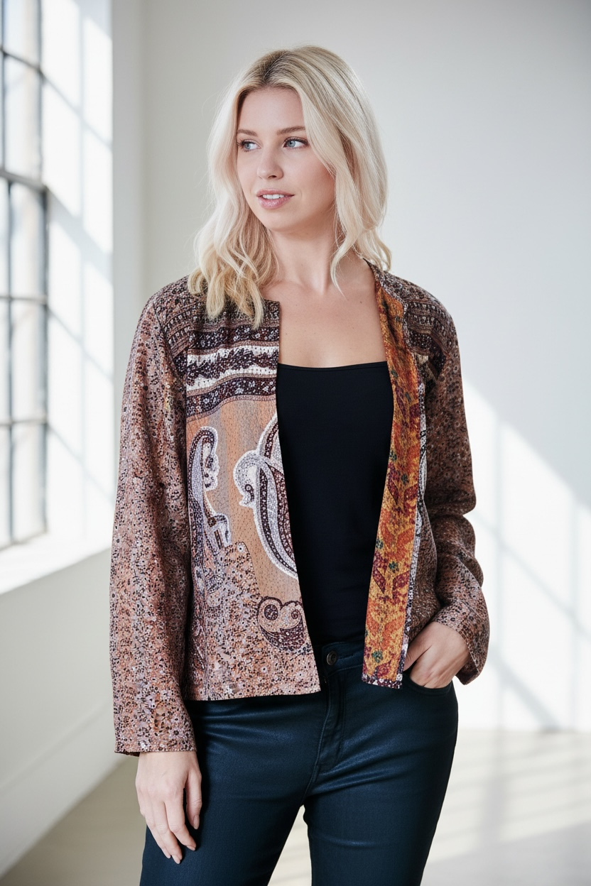 Hana Silk Kantha Hand Stitched Ladies Jacket 40