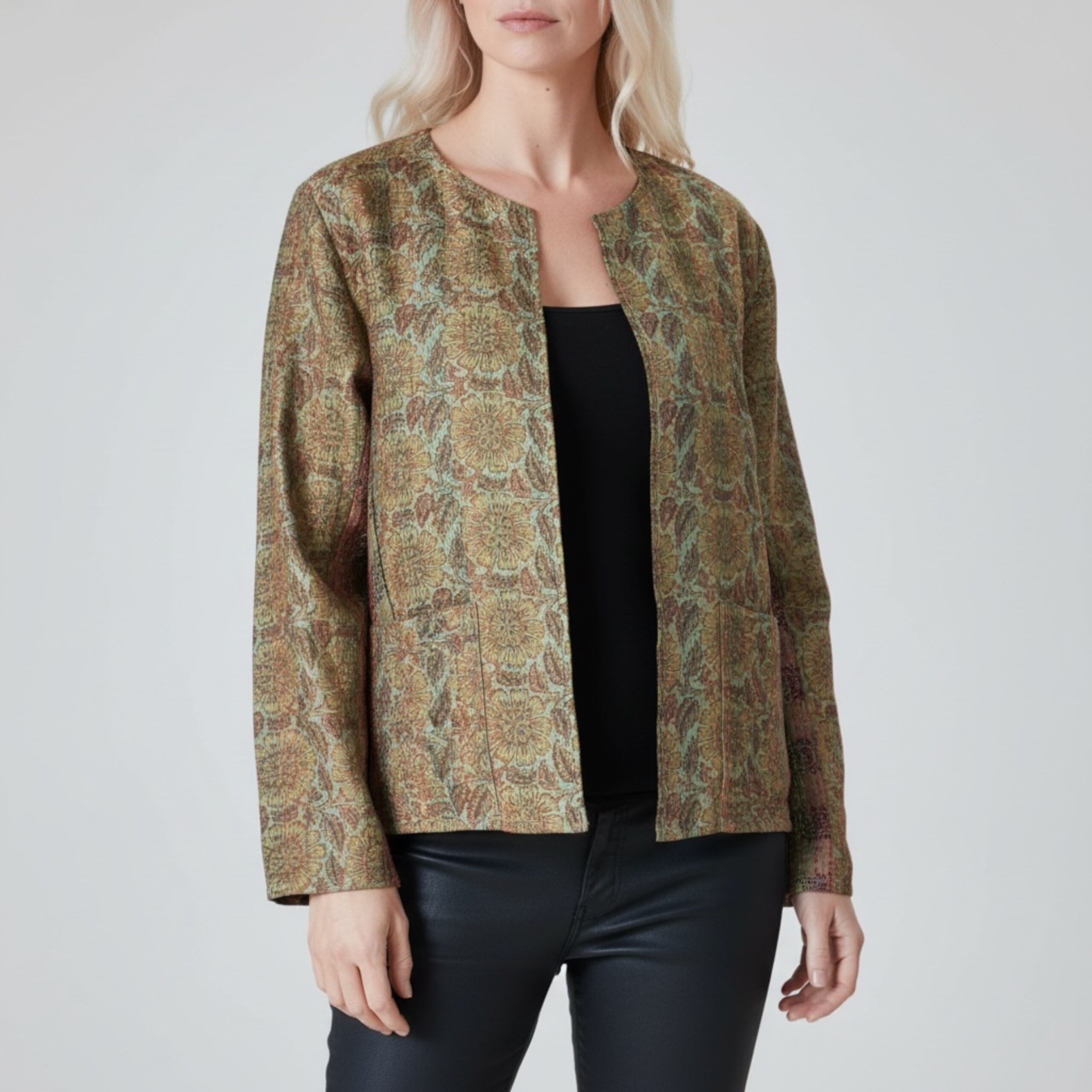Hana Silk Kantha Hand Stitched Ladies Jacket 13