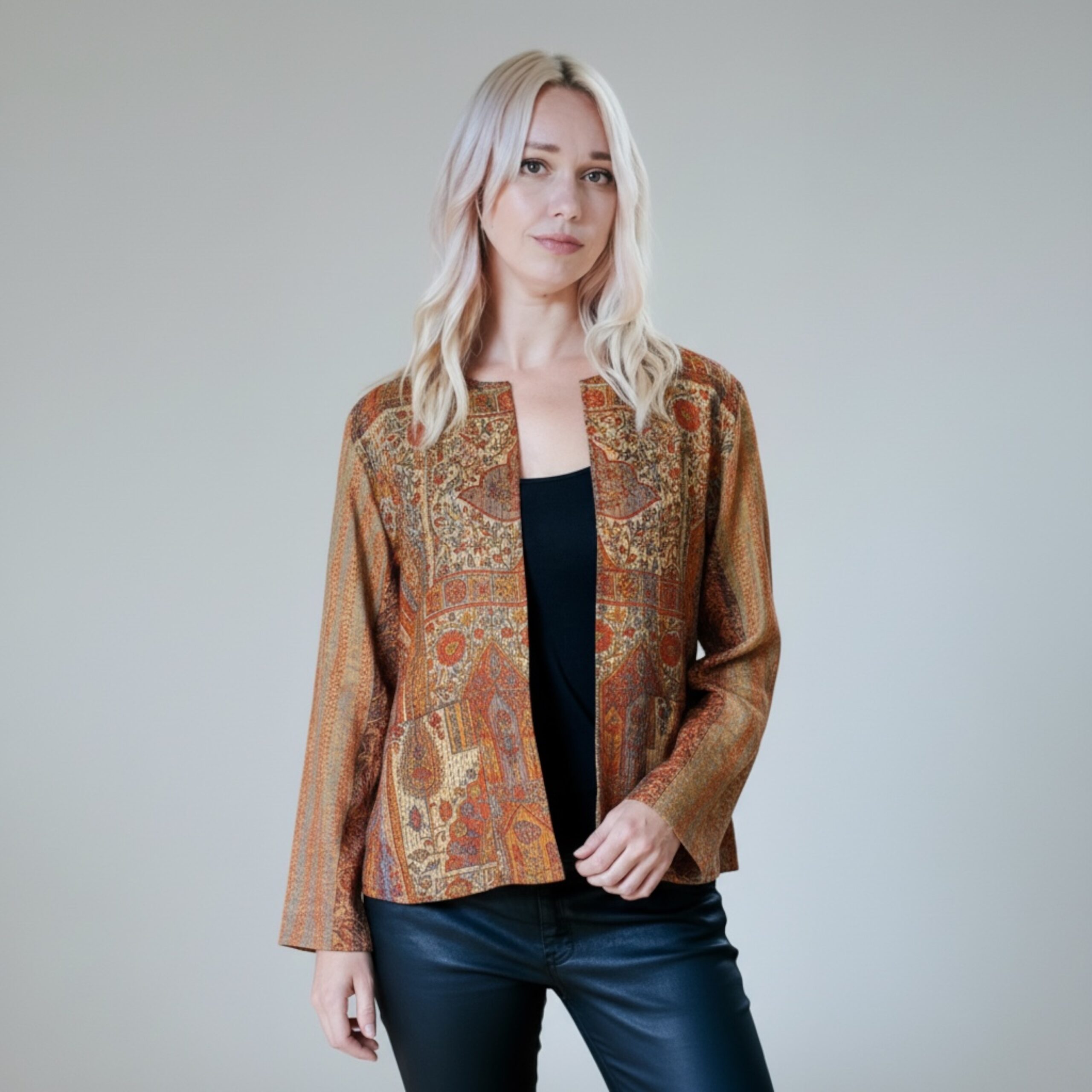 Hana Silk Kantha Hand Stitched Ladies Jacket 15