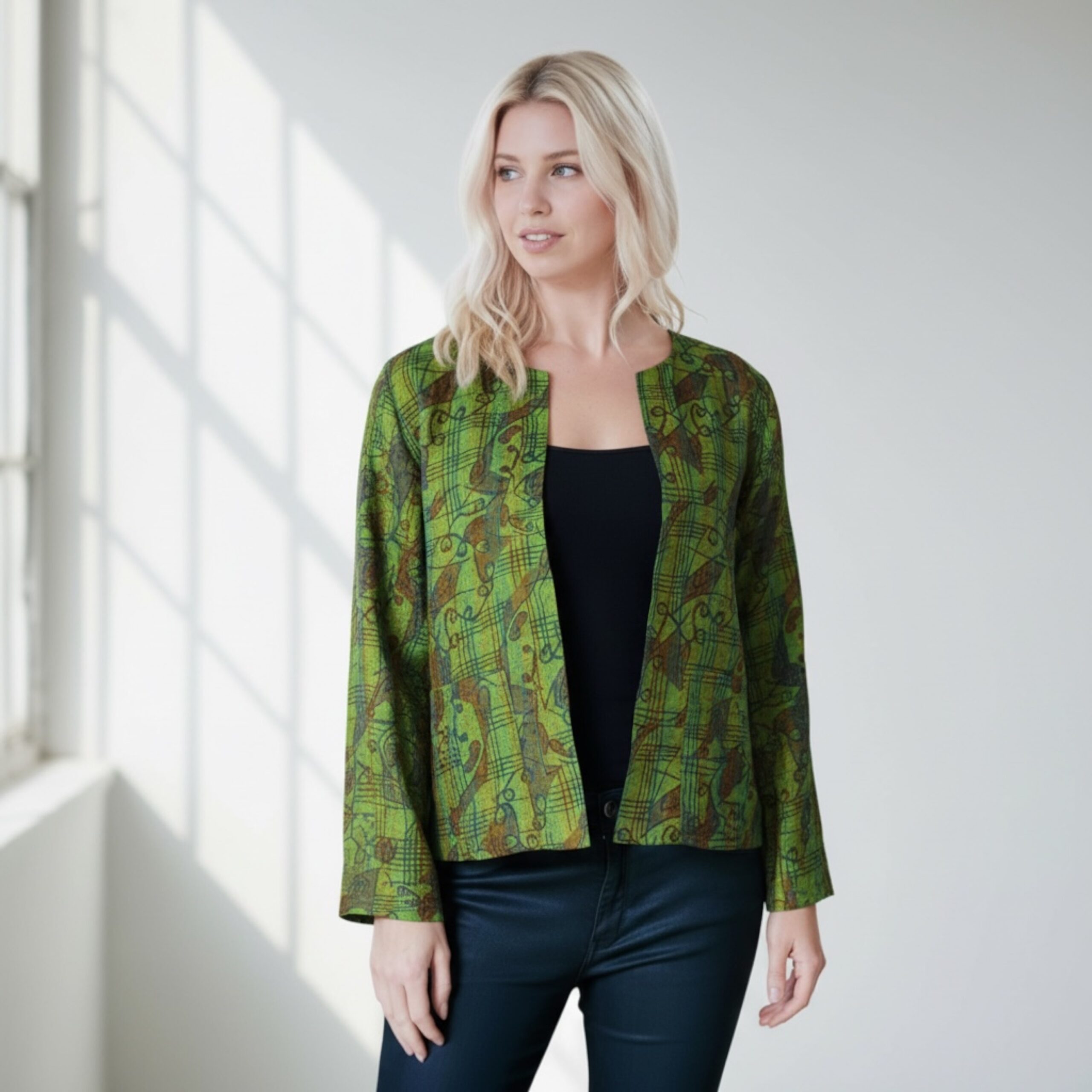 Hana Silk Kantha Hand Stitched Ladies Jacket 07