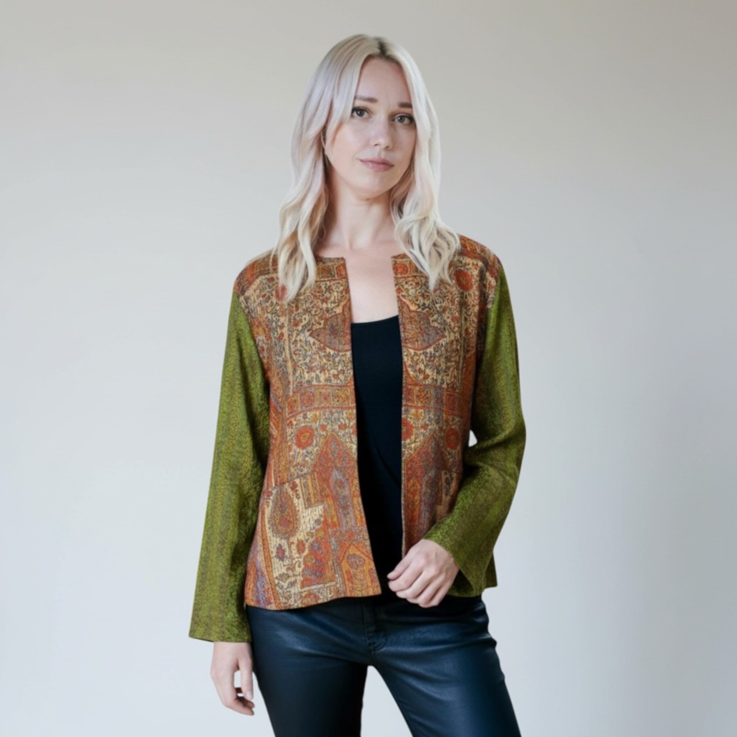 Hana Silk Kantha Hand Stitched Ladies Jacket 09