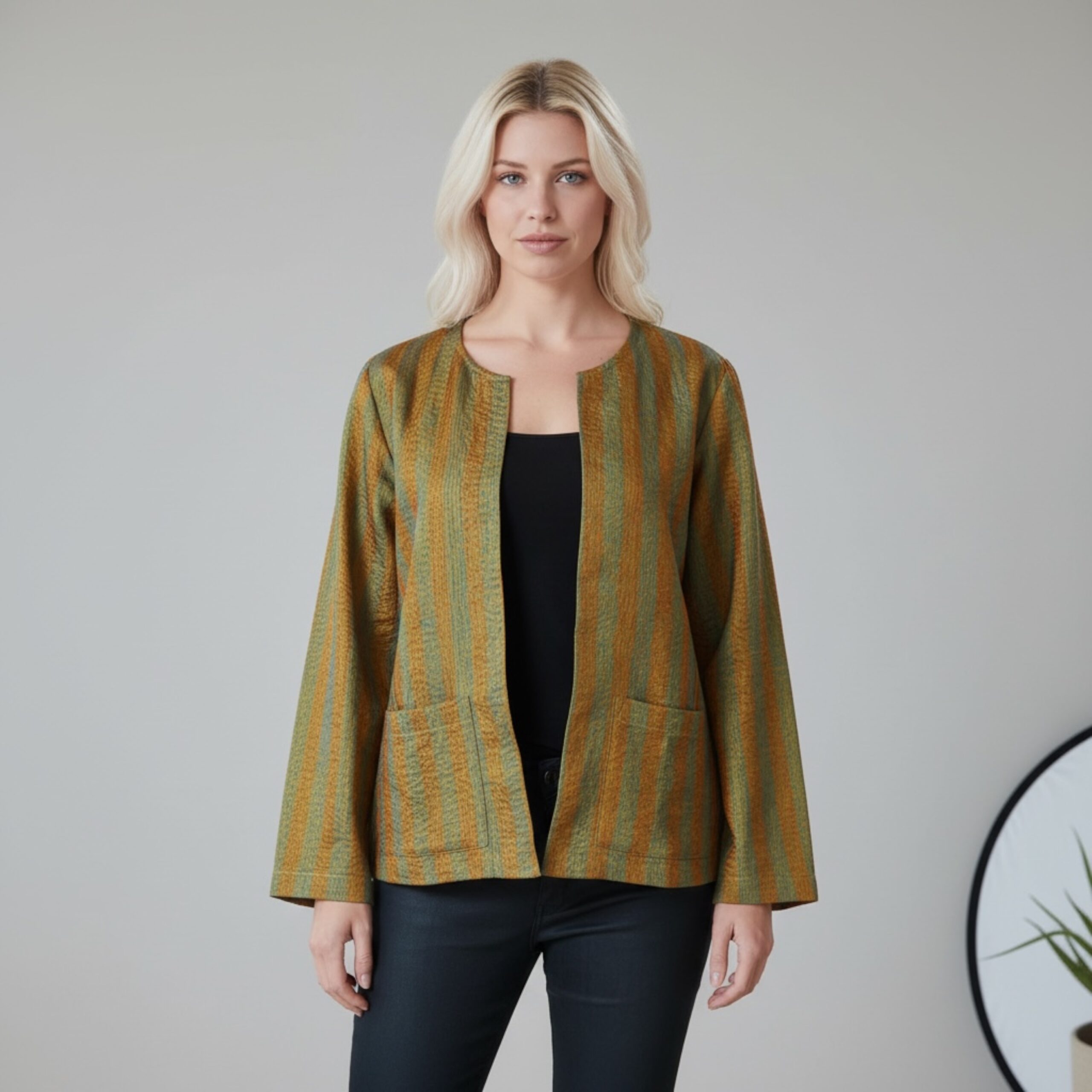 Hana Silk Kantha Hand Stitched Ladies Jacket 41