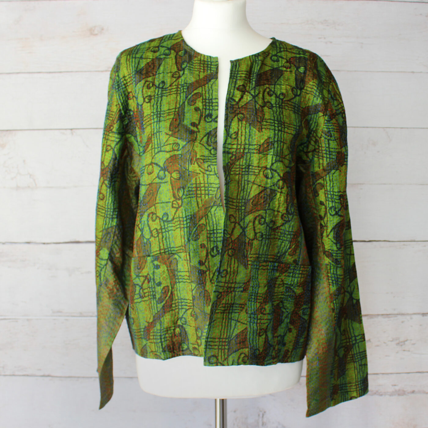 Hana Silk Kantha Hand Stitched Ladies Jacket 07