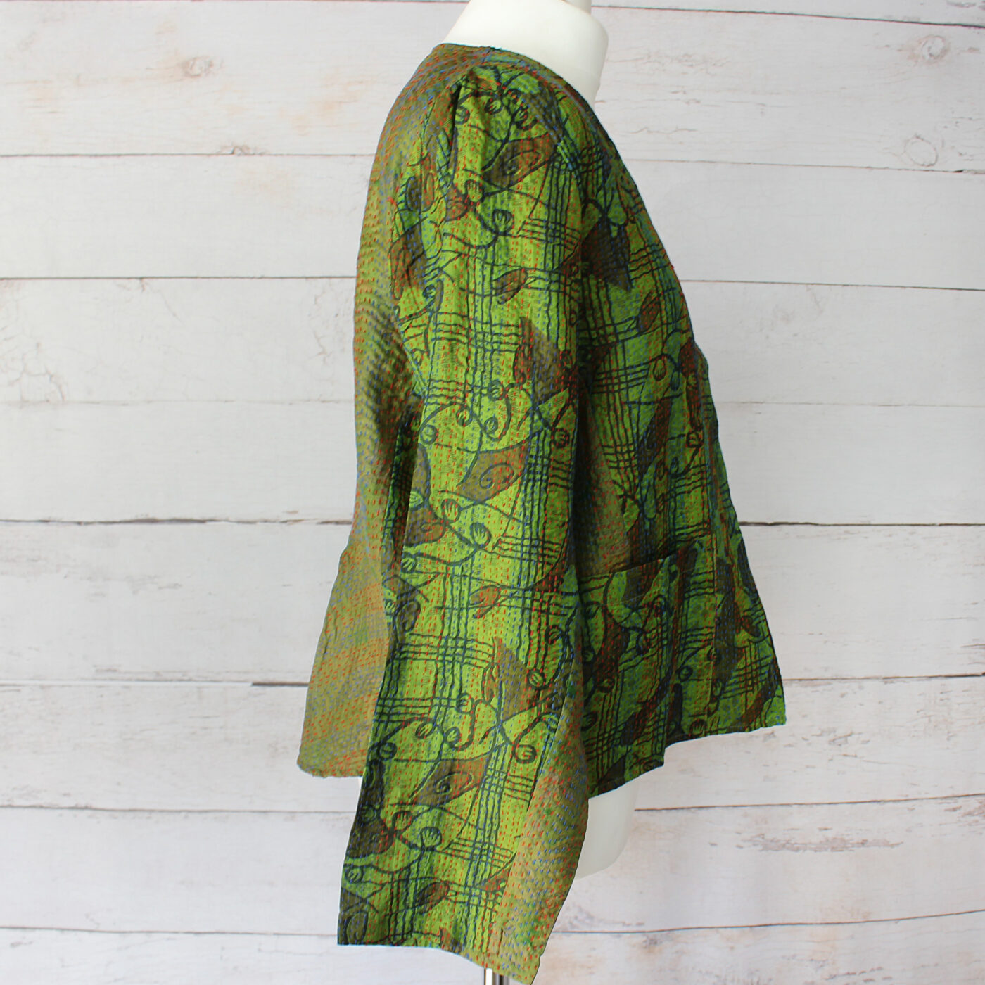 Hana Silk Kantha Hand Stitched Ladies Jacket 07