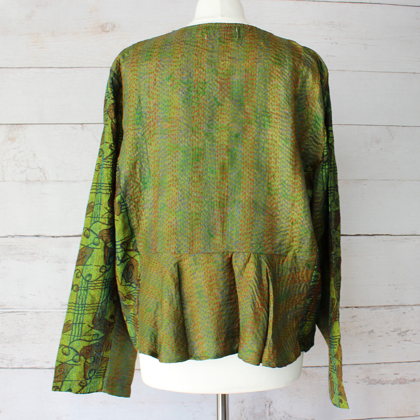 Hana Silk Kantha Hand Stitched Ladies Jacket 07